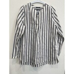 Lands‎ End No Iron Supima Shirt Plus Size Large Popover Black Striped Blouse